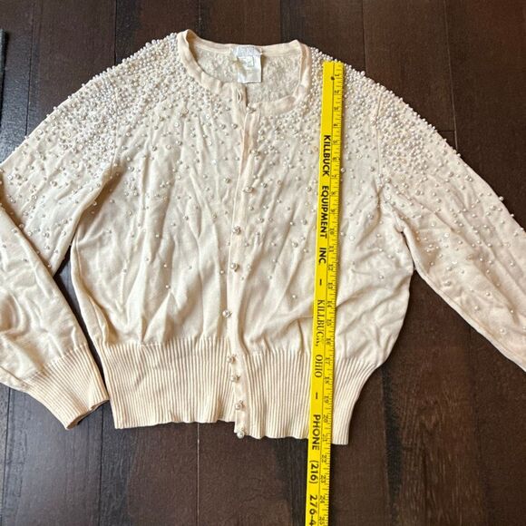 Vintage Escada Pearl beaded sequin cardigan sweater womens size 42 medium new wo - Picture 10 of 11